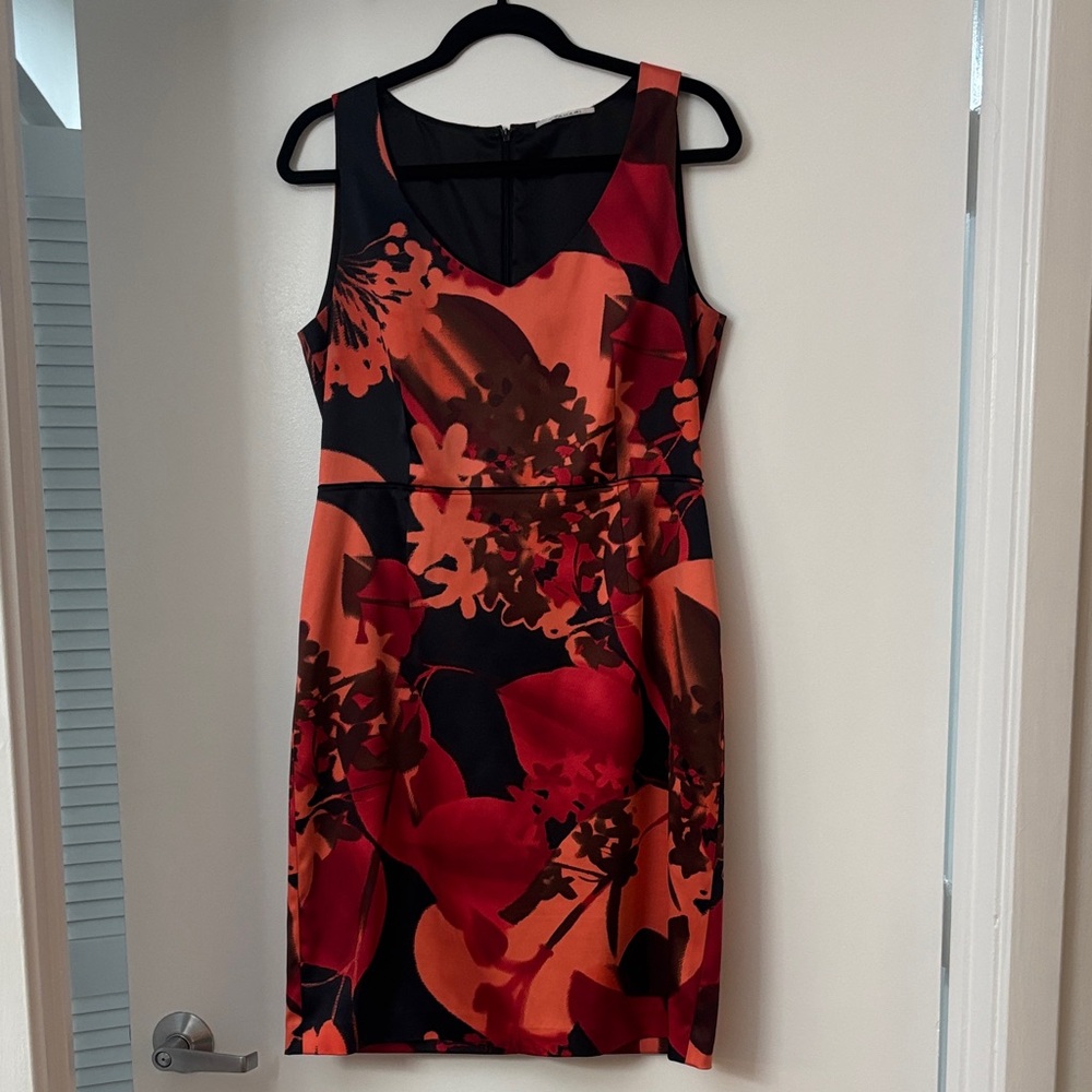 T Tahari Black and Red Floral Dress